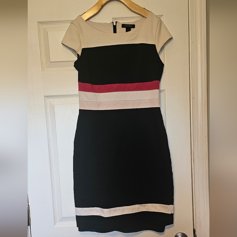 WHBM, color block knee length body con dress, size 8